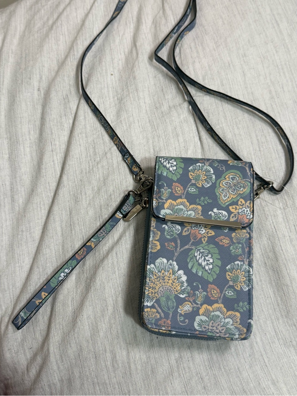 Floral Crossbody Phone Bag in Blue Multi - Picture 6 of 6